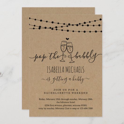 Bachelorette Party Weekend Invitation & Itinerary Kaart (Voorkant / Achterkant)