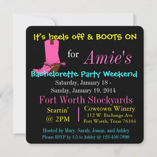 BACHELORETTE PARTY WEEKEND INVITE KAART (Voorkant)