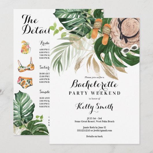 Bachelorette Party Weekendje weg Route Kaart (Voorkant / Achterkant)