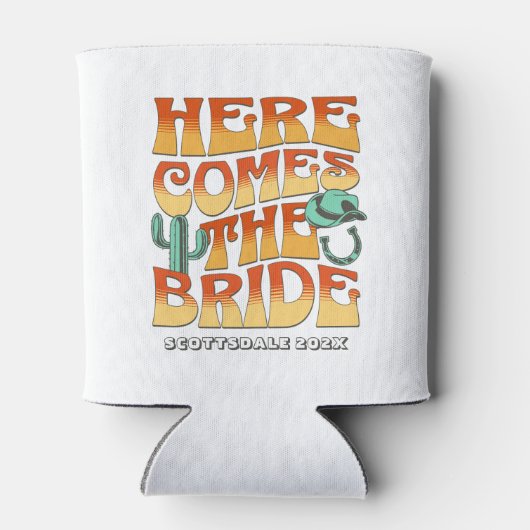 Bachelorette Party Western Cowboy Desert Groovy Blikjeskoeler (Achterkant)