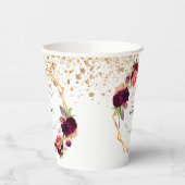 Bachelorette party white burgundy floral glitter papieren bekers (Links)