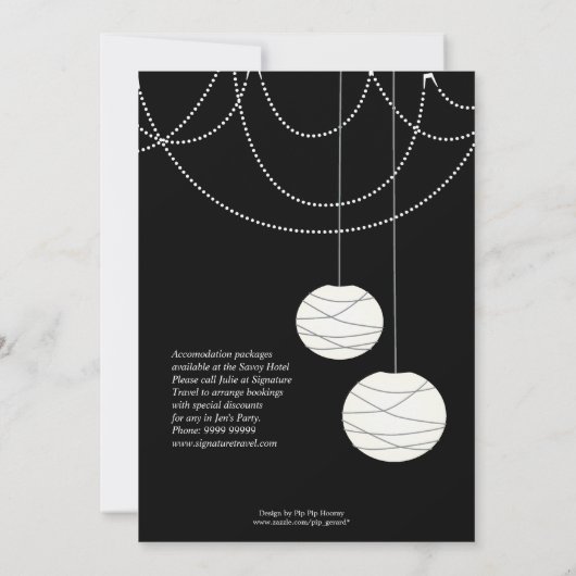 Bachelorette Party White Wedding Lantern Invite Kaart (Achterkant)