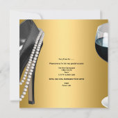 Bachelorette Party Wijn Goud Zwart Wit Jurk Kaart (Achterkant)