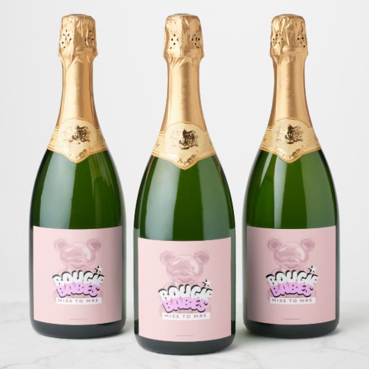 Bachelorette Party Wijnlabels | Bougee Babes Sparkling Wijnetiket (Flessen)