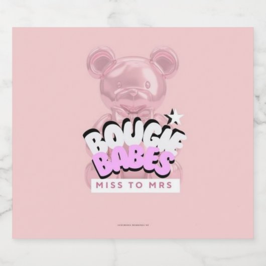 Bachelorette Party Wijnlabels | Bougee Babes Sparkling Wijnetiket (Enkel label)