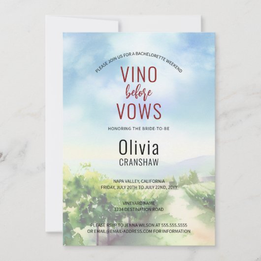 Bachelorette Party Wijnproeverij Bestemming Kaart (Voorkant)