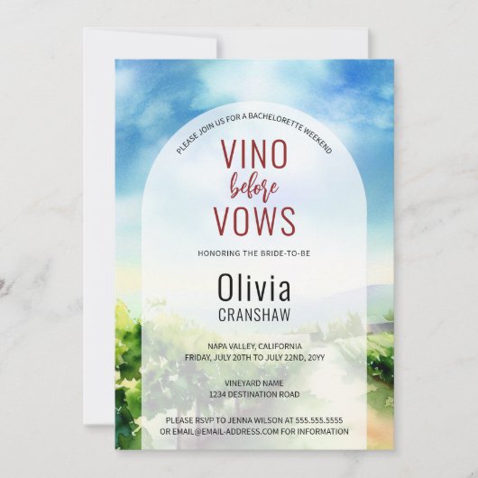 Bachelorette Party Wijnproeverij Bestemming Kaart (Voorkant)