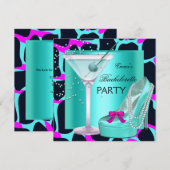 Bachelorette Party Wild Hot Pink Blauwgroen Aqua Kaart (Voorkant / Achterkant)