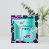 Bachelorette Party Wild Hot Pink Blauwgroen Aqua Kaart (Staand voorkant)