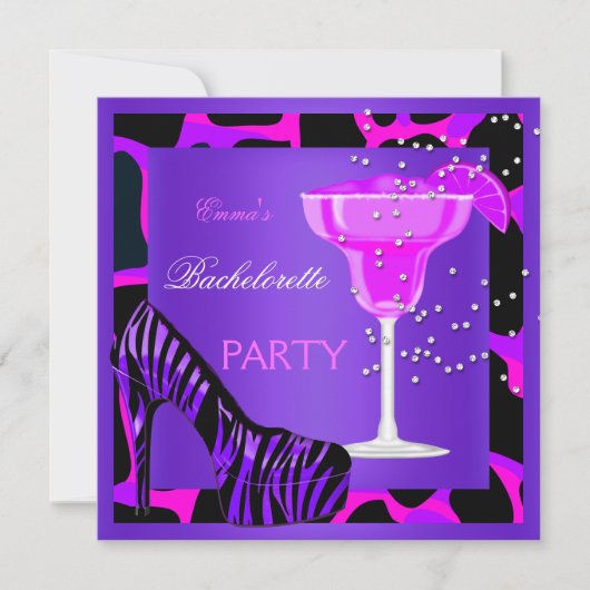 Bachelorette Party Wild Hot Pink Paars Kaart (Voorkant)