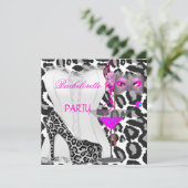 Bachelorette Party Wit Corset Roze Luipaard Kaart (Staand voorkant)