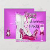 Bachelorette Party Wit Corset Roze Schoenen Masker Kaart (Voorkant / Achterkant)