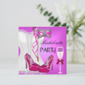 Bachelorette Party Wit Corset Roze Schoenen Masker Kaart (Staand voorkant)