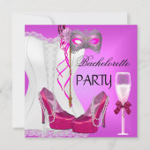 Bachelorette Party Wit Corset Roze Schoenen Masker Kaart (Voorkant)