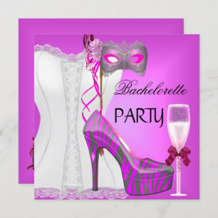 Bachelorette Party Wit Corset Roze Zebra Schoenen Kaart
