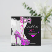 Bachelorette Party Wit Corset Roze Zebra Schoenen Kaart (Staand voorkant)