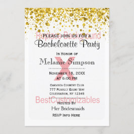 Bachelorette Party with Gold Confetti Sjabloon Kaart