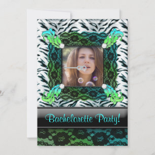 Bachelorette Party Zebra juwelier Foto nodigt BG u Kaart