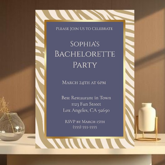 Bachelorette Party-Zebra Print-Beige- Kaart