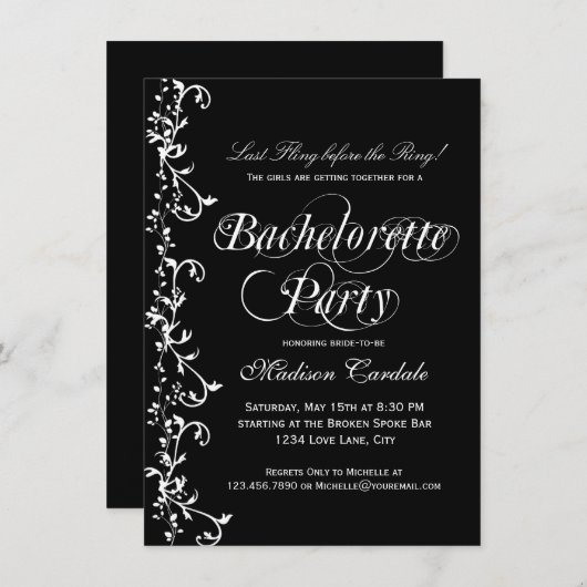 Bachelorette Party (zwart en wit) Kaart (Voorkant / Achterkant)