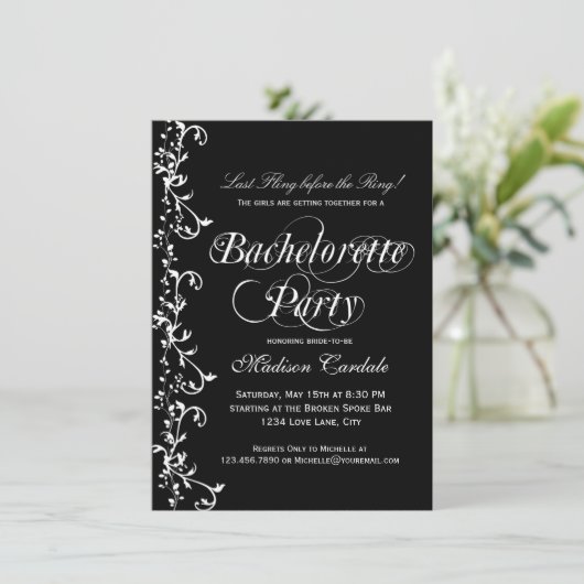 Bachelorette Party (zwart en wit) Kaart (Staand voorkant)