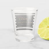 Bachelorette Party Zwart en Wit Strepen Goud Shot Glas (Achterkant)