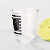 Bachelorette Party Zwart en Wit Strepen Goud Shot Glas (Rechts)