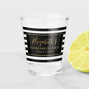 Bachelorette Party Zwart en Wit Strepen Goud Shot Glas
