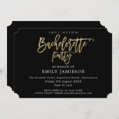 Bachelorette Party Zwart Goud Script Typografie Kaart (Voorkant / Achterkant)