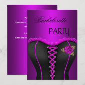 Bachelorette Party Zwart Paarse Magenta Corset Kaart (Voorkant / Achterkant)