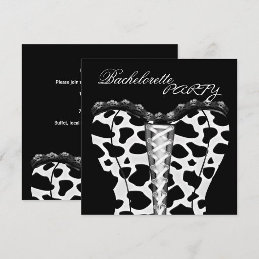 Bachelorette Party Zwart Wit Corset Dier Kaart (Voorkant / Achterkant)