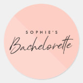 Bachelorette Peach Pink | minimalistische pastel Ronde Sticker (Voorkant)