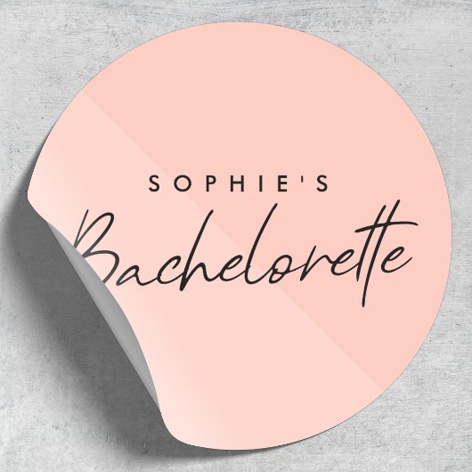Bachelorette Peach Pink | minimalistische pastel Ronde Sticker