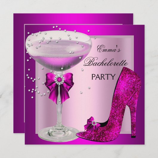 Bachelorette Pink Champagne Kaart (Voorkant / Achterkant)