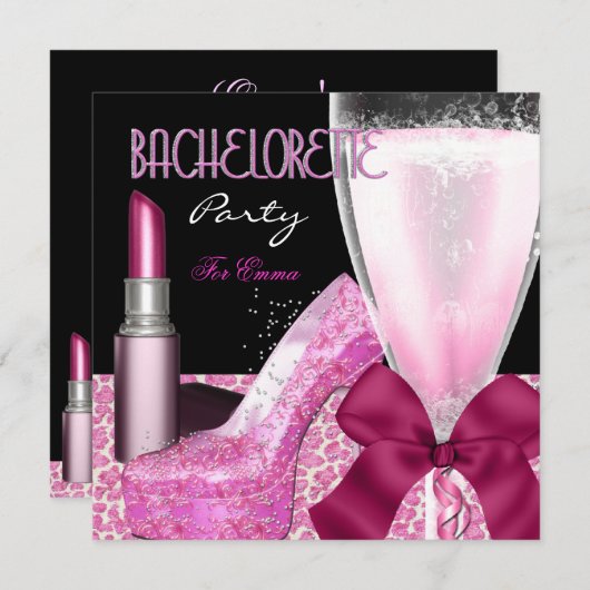 Bachelorette Pink Champagne Kaart (Voorkant / Achterkant)