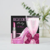 Bachelorette Pink Champagne Kaart (Staand voorkant)