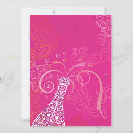 Bachelorette Pink Champagne Uitnodiging (Achterkant)