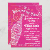 Bachelorette Pink Champagne Uitnodiging (Voorkant / Achterkant)