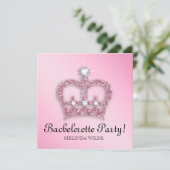 Bachelorette Pink Princess Crown Tiara Kaart (Staand voorkant)
