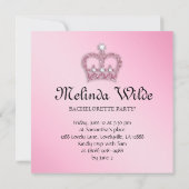 Bachelorette Pink Princess Crown Tiara Kaart (Achterkant)