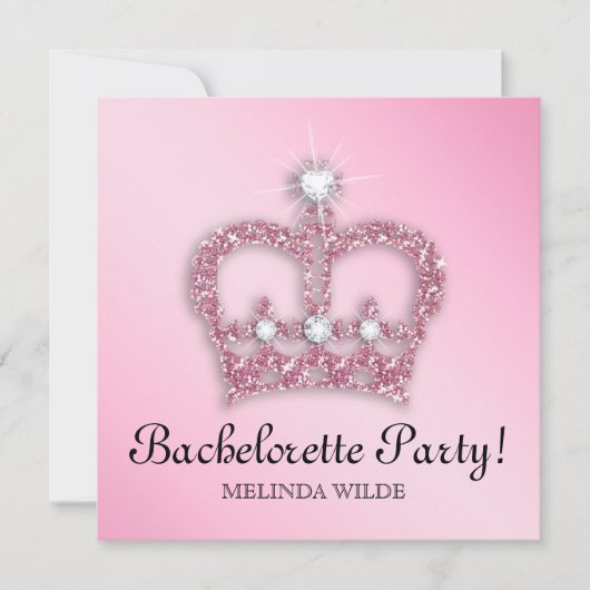 Bachelorette Pink Princess Crown Tiara Kaart (Voorkant)