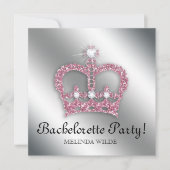 Bachelorette Pink Princess Crown Tiara Silve Kaart (Voorkant)