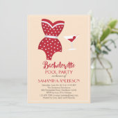 Bachelorette Pool Party Invitation, Beach party Kaart (Staand voorkant)