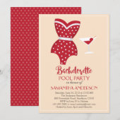 Bachelorette Pool Party Invitation, Beach party Kaart (Voorkant / Achterkant)