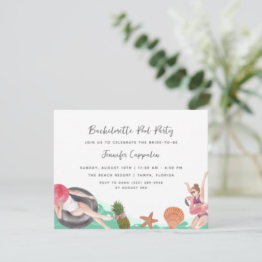 Bachelorette Pool Party Kaart (Staand voorkant)