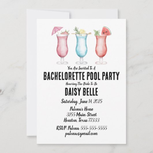 Bachelorette Pool Party Uitnodiging (Voorkant)
