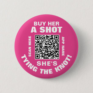 Bachelorette QR-code Koop haar een borrel Ze doet Ronde Button 5,7 Cm