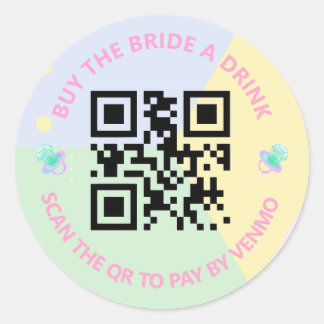 Bachelorette QR/Venmo-stickers van 90 Ronde Sticker