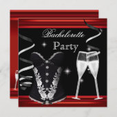 Bachelorette Red Corset Black Champagne Kaart (Voorkant / Achterkant)