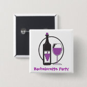 Bachelorette Red-wijnpartij Vierkante Button 5,1 Cm (Voorkant /achterkant)